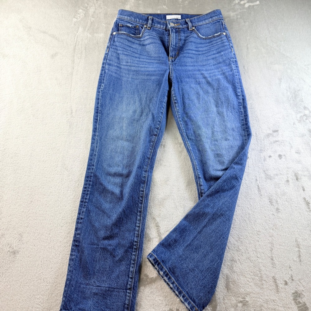 LOFT The Straight Crop Jeans Blue Medium Wash Stretch Denim Women's 2/26P